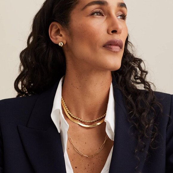 14K Gold Plated Dainty Choker Necklace for Women & Girls | Snake, Cuban Link, Pa - Picture 2 of 8